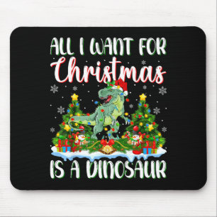 I Want For Christmas Is A Dinosaur Xmas Tree Light Mouse Pad
