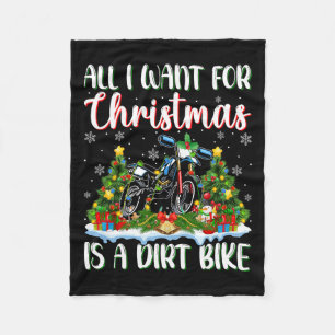 I Want For Christmas Is A Dirt Bike Xmas Tree Ligh Fleece Blanket