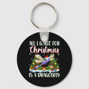 I Want For Christmas Is A Dragonfly Xmas Tree Ligh Keychain