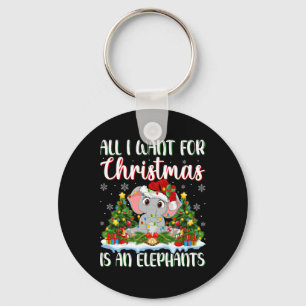 I Want For Christmas Is A Elephants Xmas Tree Ligh Keychain