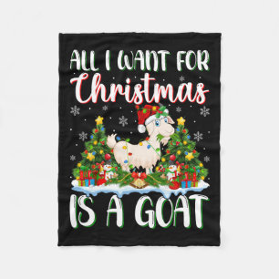 I Want For Christmas Is A Goat Xmas Tree Lights  Fleece Blanket