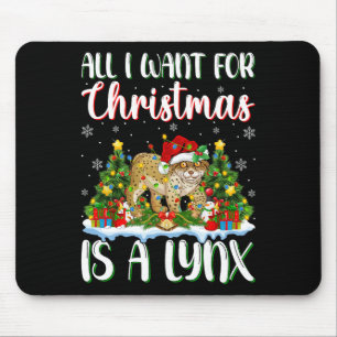 I Want For Christmas Is A Lynx Xmas Tree Lights  Mouse Pad