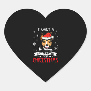 I Want For Christmas Is A Rat Terrier Santa Hat Heart Sticker
