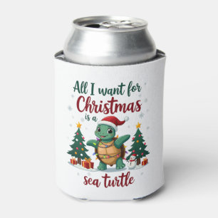 I Want For Christmas Is A Sea Turtle Xmas Tree Lig Can Cooler