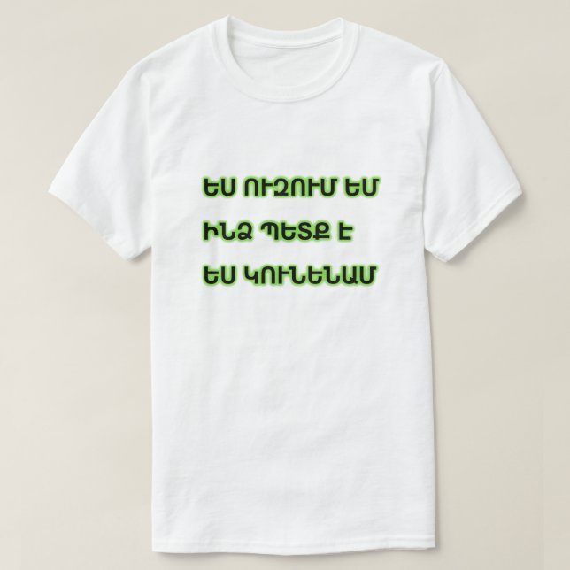I want, I need, I will have in Armenian T-Shirt (Design Front)