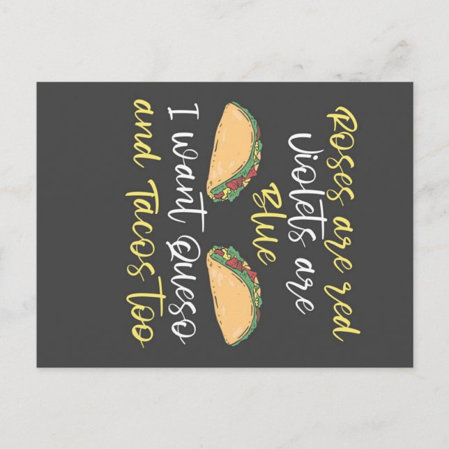 I want Queso and Tacos Too_701e34210f53ab0073e6164 Announcement Postcard (Front)