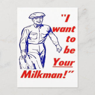 I want to be your milkman, funny vintage postcard
