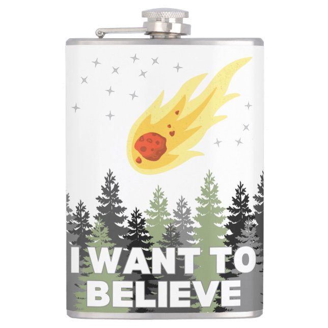 I Want to Believe Asteroid Flask (Front)