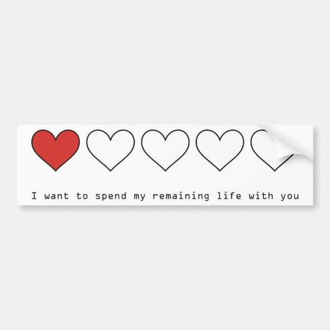 I want to spend my remaining life with you bumper sticker (Front)