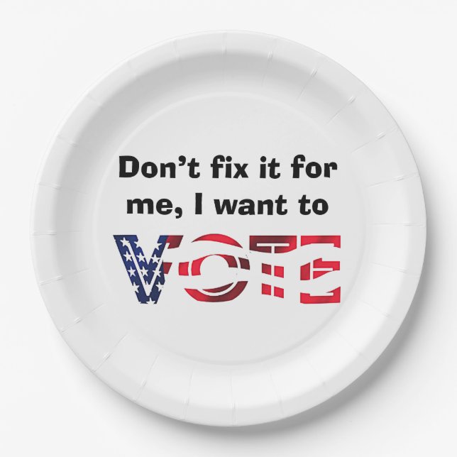 I Want to Vote Paper Plate (Front)