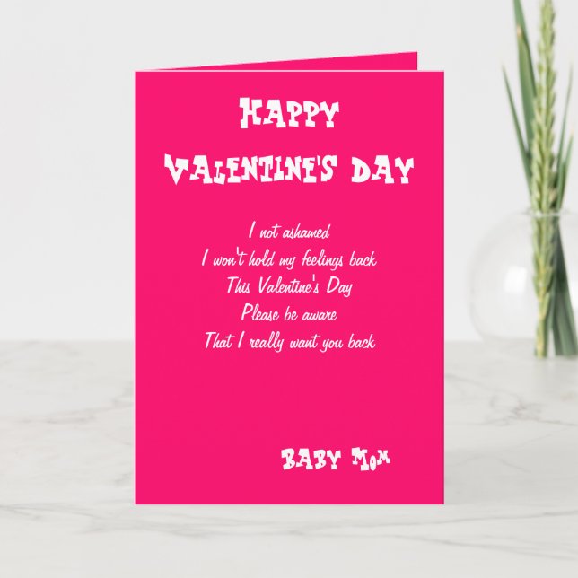 I want you back-baby mom valentine's day cards (Front)