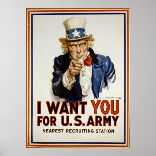 I Want You for U.S. Army by James Montgomery Flagg Poster (Front)