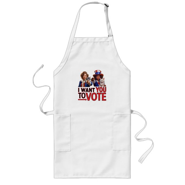 I WANT YOU TO VOTE (Cat Ladies) Long Apron (Front)