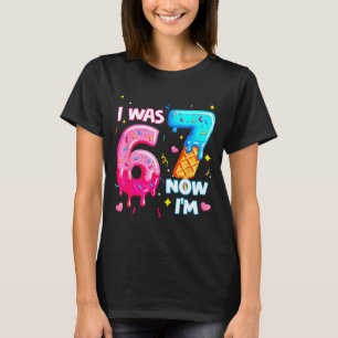 I Was 6 Now 7 7th Birthday Ice Cream Dripng Kids 6 T-Shirt