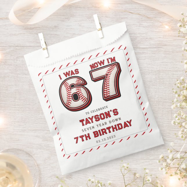 I Was 6, Now I’m 7 – Baseball 7th Birthday Favour Bag (Clipped)