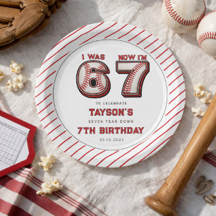 I Was 6, Now I’m 7 – Baseball 7th Birthday Paper Plate