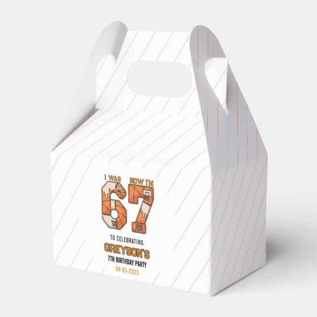 I Was 6 Now I’m 7 Basketball – 7th Birthday Party Favor Box (Front Side)