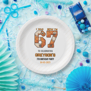 I Was 6 Now I’m 7 Basketball – 7th Birthday Party Paper Plate