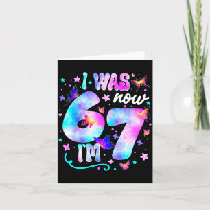 I Was 6 Now I’m 7 Butterfly 7th Birthday Girls Kid Card