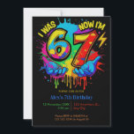 I Was 6 Now I’m 7 Colorful Paint Birthday Invitation<br><div class="desc">Make your child’s celebration unforgettable with this 6 and 7 meme birthday invitation a perfect editable invite for boys.</div>