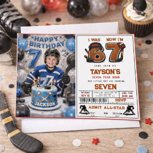 I Was 6, Now I’m 7 – Hockey 7th Birthday Party Invitation