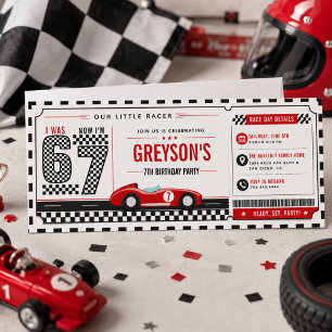I Was 6 Now I’m 7 Race Car Boy 7th Birthday Ticket Invitation