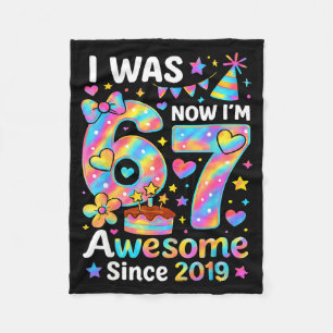 I Was 6 Now I’m 7 Tie Dye Birthday Awesome Since 2 Fleece Blanket