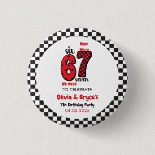 I Was 6, Now I’m 7 – Twin 7th Birthday for Kids 1 Inch Round Button