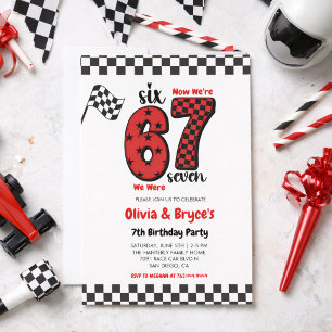 I Was 6, Now I’m 7 – Twin 7th Birthday for Kids Invitation