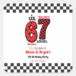 I Was 6, Now I’m 7 – Twin 7th Birthday for Kids Square Sticker