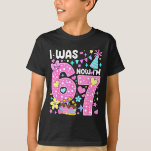 I Was 6 Now I'm 7 7th Birthday Girl Nk Coquette Bo T-Shirt