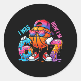 I was 6 Now Im 7 Birthday Basketball Boys Kids 67 Classic Round Sticker