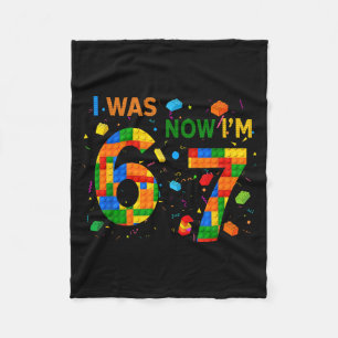 I Was 6 Now I'm 7 Building Block Funny Gift For Ki Fleece Blanket