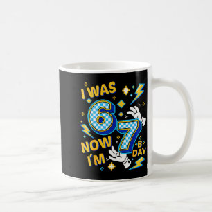 I was 6 now i'm 7 checkered gamer birthday for boy coffee mug