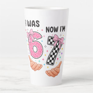 I was 6 now I'm 7 cute birthday numbers Latte Mug