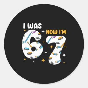 I Was 6 Now Im 7 Hockey Birthday Classic Round Sticker