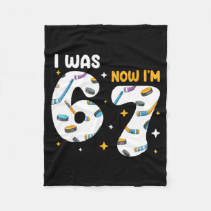 I Was 6 Now Im 7 Hockey Birthday  Fleece Blanket