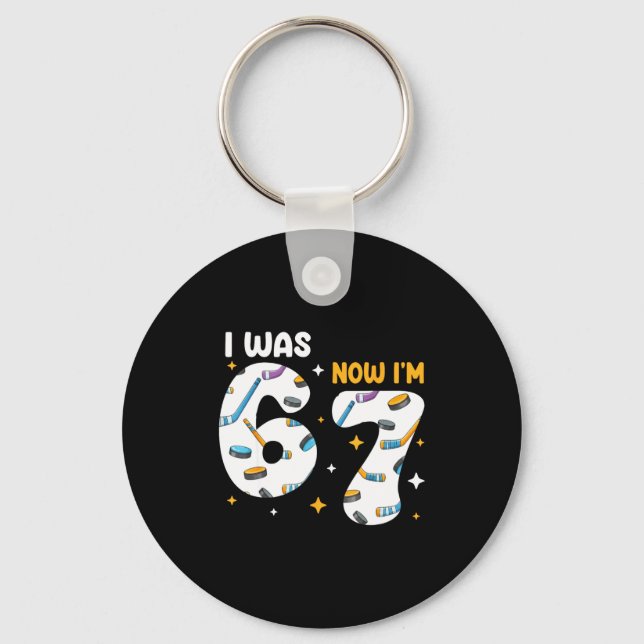 I Was 6 Now Im 7 Hockey Birthday  Keychain (Front)