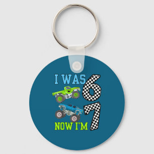 I was 6 now i'm 7 kids boys monster trucks birthda keychain