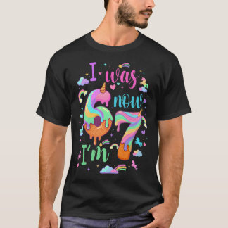 I Was 6 Now I'M 7 Meme Unicorn Ice Cream Cone 7Th T-Shirt