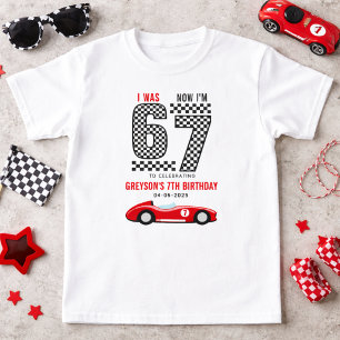 I Was 6 Now I'm 7 Race Car Boy Birthday Party T-Shirt