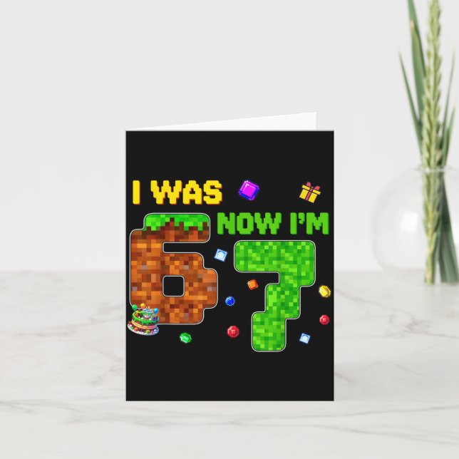 I Was 6 Now I'm 7 Six Seven 7 Years Old Birthday K Card (Front)