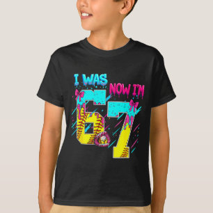 I Was 6 Now Im 7 Softball 67 Ice Cream Drip  T-Shirt
