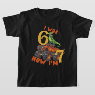 I Was 6 Now I'm 7 T-rex Monster Trucks T-Shirt