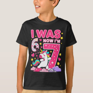 I was 6 Now Im 7 Unicorn Girl 6 7 Birthday T-Shirt