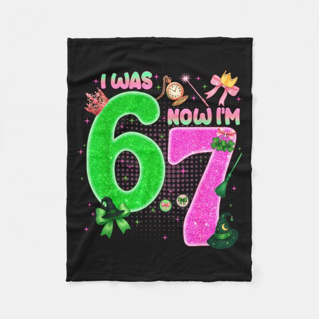 I Was 6 Now I'm 7 Year Old Birthday Witch Nk &amp; Fleece Blanket (Front)