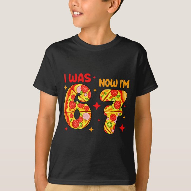 I Was 6 Now I'm 7 Zza Birthday 7 Year Old Theme  T-Shirt (Front)