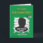 I Was A Teenage Birthday Boy! Card<br><div class="desc">Werewolves and zombies are scary but is there anything scarier than a teenager? Celebrate your teen's birthday with this fun tribute to classic B-horror movies. Simply insert your photo of your son and edit any of the text fields you want to change.</div>