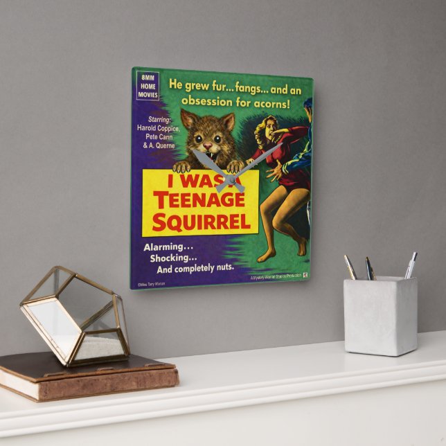 I was a teenage squirrel square wall clock (Office)