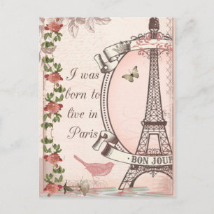 I Was Born to Live in Paris Postcard